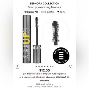 Sephora Size Up volumizing mascara in Ultra Black NWT